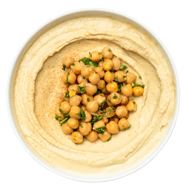 Classic hummus topped with chickpeas from Aladdin Mediterranean Cuisine
