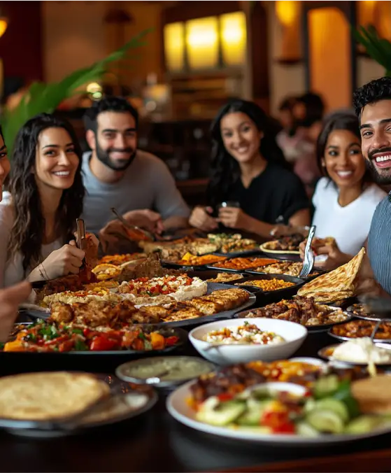 Friends Enjoying Food