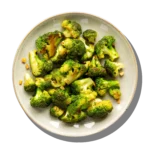 Garlic Broccoli at Aladdin Mediterranean Cuisine—crunchy florets sautéed with lemon, garlic, and olive oil