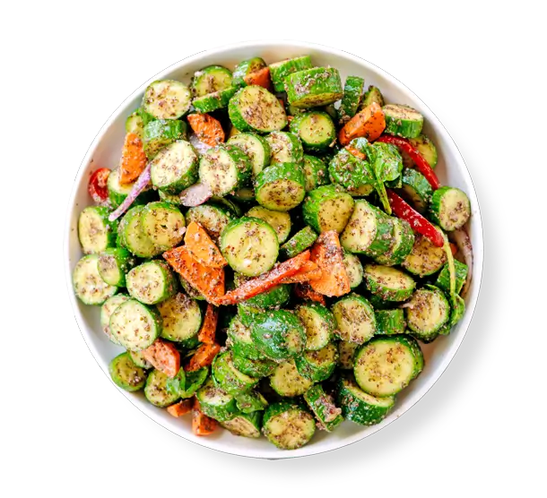 “Lebanese cucumber salad with carrots, onions, and zesty sumac dressing from Aladdin Garden Oaks in Houston